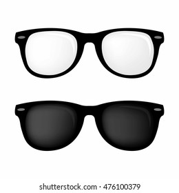 Hipster glasses and sunglasses vector set