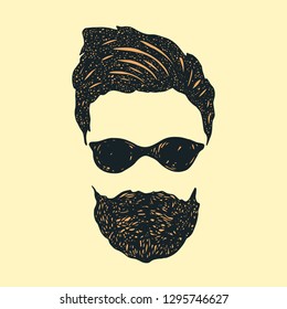 Hipster with glasses. Vector illustration isolated.