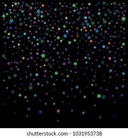 Hipster Glitter Retro Stars Falling Down. Carnival Festival Confetti Celebration Border. Christmas, New Year, Birthday, Music Party Decoration. VIP Vintage Glitter Vector Falling Stars Pattern