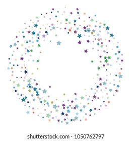 Hipster Glitter Retro Stars Falling Down. Magic Trail Confetti Celebration Border, Frame. Christmas, New Year, Birthday, Music Party Decoration. Gift Voucher Glitter Vector Falling Stars Pattern