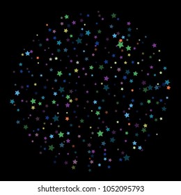 Hipster Glitter Retro Stars Falling Down. Cool Vintage Confetti Celebration Border, Frame. Christmas, New Year, Birthday, Music Party Ornament. Night Club Retro Glitter Vector Stars Confetti.