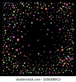 Hipster Glitter Vector Stars Falling Down. Magic Trail Confetti Celebration Border, Frame. Christmas, New Year, Birthday, Music Party Decoration. Night Club Hipster Glitter Vector Stars Confetti.