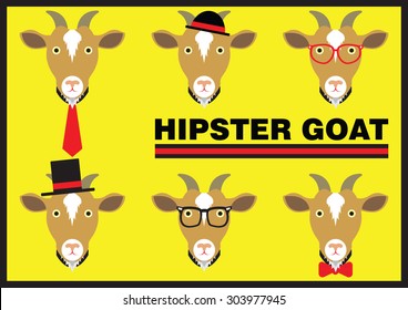 Hipster Goat Flat Cartoon Design