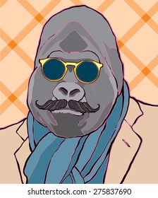 hipster gorilla vector illustration