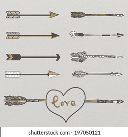 Hipster graphic set: hand drawn arrows