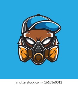 Hipster Grizzly Head, Bear Vector Logo Template