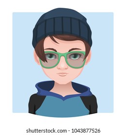 Hipster guy with beanie hat illustration