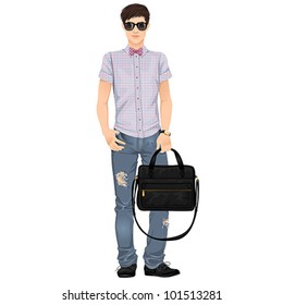 Hipster guy, isolated vector illustration