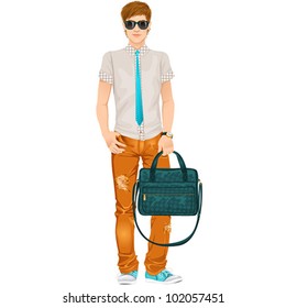 Hipster guy, isolated vector illustration