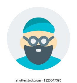 hipster guy with round glasses