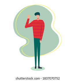 hipster guy say hi vector illustration in flat style