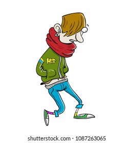 Hipster guy walking