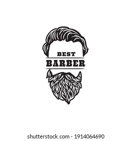 Hipster hair and beards, 
Barber shop isolated vintage label badge emblem. Vector illustration.
