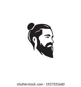 Hipster hair and beards, 
Barber shop isolated vintage label badge emblem.
