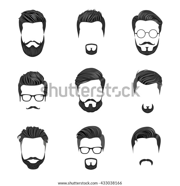Hipster Hair, Mustaches and Beards. Hipster\
Style Vector\
Illustration.