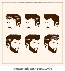 HIPSTER HAIR STYLE MUSTACHES AND BEARDS COLLECTION