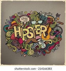 Hipster hand lettering and doodles elements background. Vector illustration