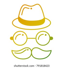 hipster hat mustache glasses face