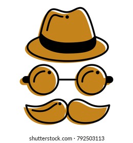hipster hat mustache glasses face