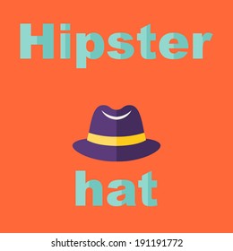 Hipster hat retro card on red