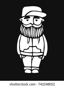 Hipster head with beard. Hand-Drawn Doodle. Vector Illustration - stock vector. Hand drawn cartoon character. Bearded man
