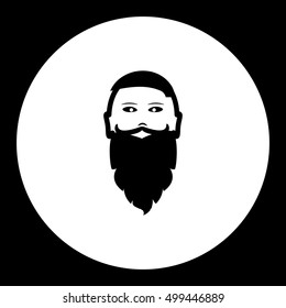 hipster head with big beard and mustache black icon in seamless brown pattern eps10