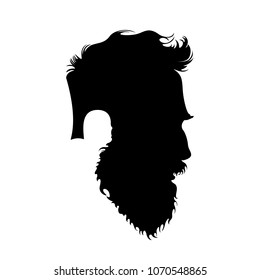 Hipster head icon. Stylish male profile with hipster haircut and beard. Vector illustration