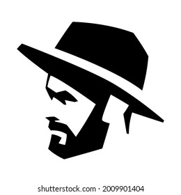 hipster head stylized  ,vector illustration,flat style