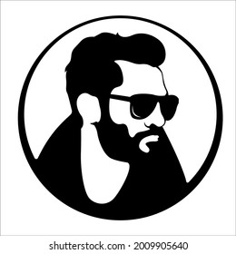 hipster head stylized  ,vector illustration,flat style
