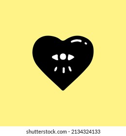 Hipster heart sign with one eyes, illustration for t-shirt, street wear, sticker, or apparel merchandise. With doodle, retro, and cartoon style.