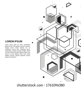 Hipster hexagons shapes pattern for flyer design. Digital technology background. Retro poster. Vector geometric pattern collection