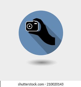 Hipster himself photo or camera icon with long shadow