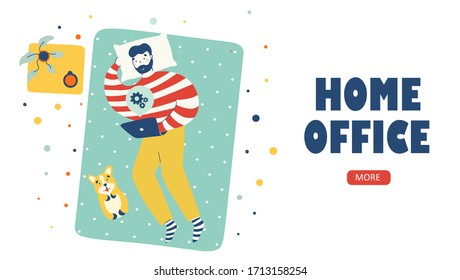 Hipster home office for lifestyle design vector landing page template.