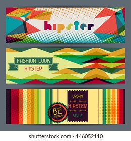 Hipster horizontal banners in retro style.