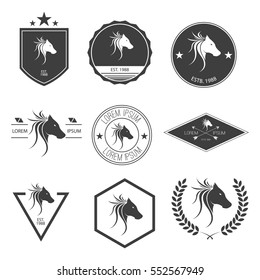 Hipster Horse Badges, Emblems, Logos, or Icon. Isolated.