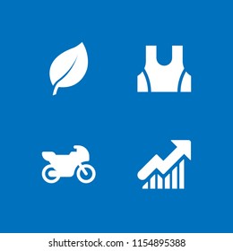 hipster icon. 4 hipster set with progress report, sport wear, leaf and bike vector icons for web and mobile app