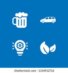 hipster icon. 4 hipster set with think, pub, leaf and minivan vector icons for web and mobile app