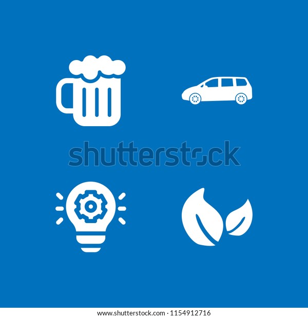 hipster icon. 4 hipster set with\
think, pub, leaf and minivan vector icons for web and mobile\
app