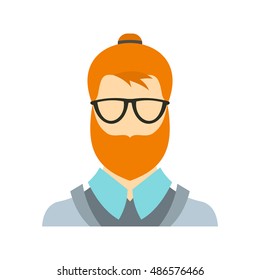 Hipster icon in flat style isolated on white background. People symbol vector illustration