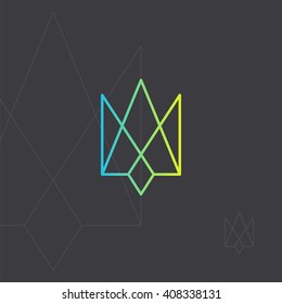 Hipster icon, geometric logo. Minimal design. Outline. Wireframe mesh element with triangle shapes. Abstract form. Contour design element. Cosmic concept.