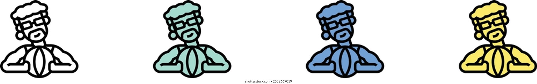 hipster icon. Outline, Green, Blue and Yellow Style Design Isolated On White Background