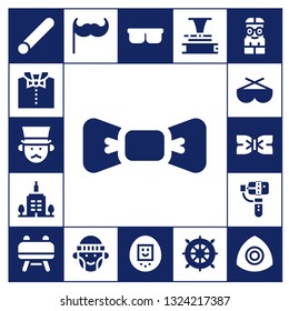 hipster icon set. 17 filled hipster icons.  Simple modern icons about  - Chalk, Bow tie, Gentleman, Skyscrapper, Sunglasses, Selfie, Buck, Moustache, Hipster, Tamagotchi, Phonograph
