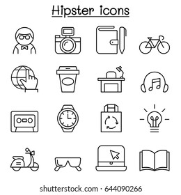 Hipster icon set in thin line style