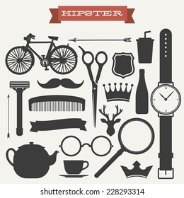 Hipster icon set vector