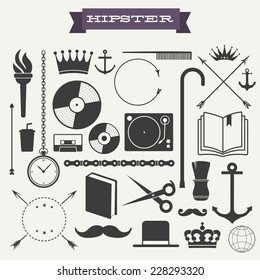 Hipster icon set vector