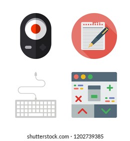 hipster icon set. vector set about remote, browser, keyboard and note icons set.