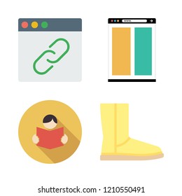 hipster icon set. vector set about reading, boot and browser icons set.
