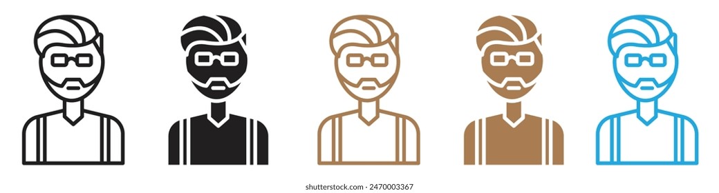 Hipster icon with trendy facial hair and stylish look, ideal for contemporary fashion and lifestyle designs