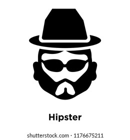 Hipster icon vector isolated on white background, logo concept of Hipster sign on transparent background, filled black symbol