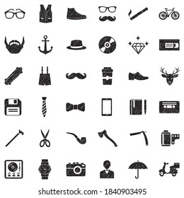 Hipster Icons. Black Scribble Design. Vector Illustration.